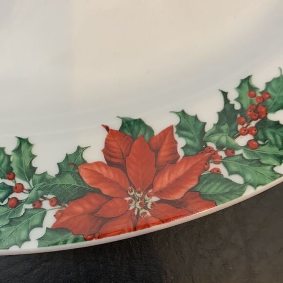 Hallmark Poinsettia Red Green 10 X 14 Inches Holiday Christmas Serving Platter - Picture 3 of 6